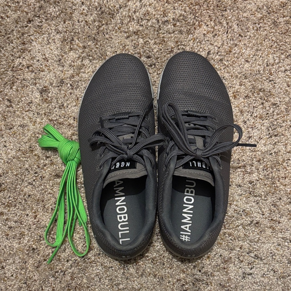 NOBULL Gray Sneakers with Green Laces - ladies 7.5 / men 6